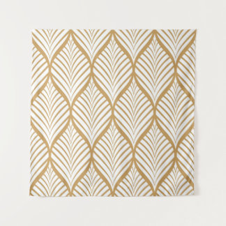 Geometric Leaves Vintage Seamless Illustration Tapestry