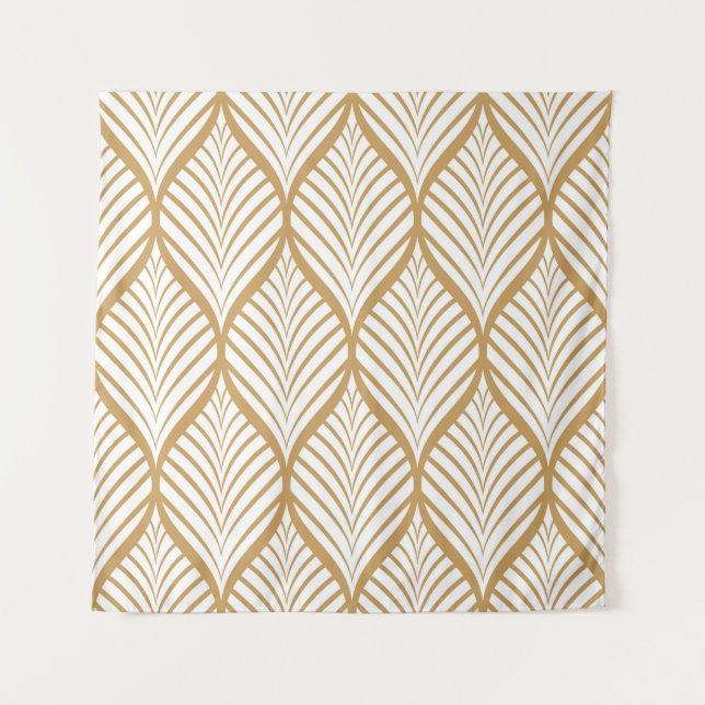 Geometric Leaves Vintage Seamless Illustration Tapestry (Front)
