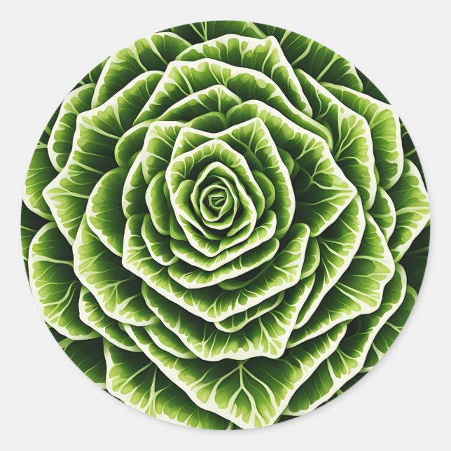 Geometric Lettuce Pattern Blending Nature  Classic Round Sticker (Front)