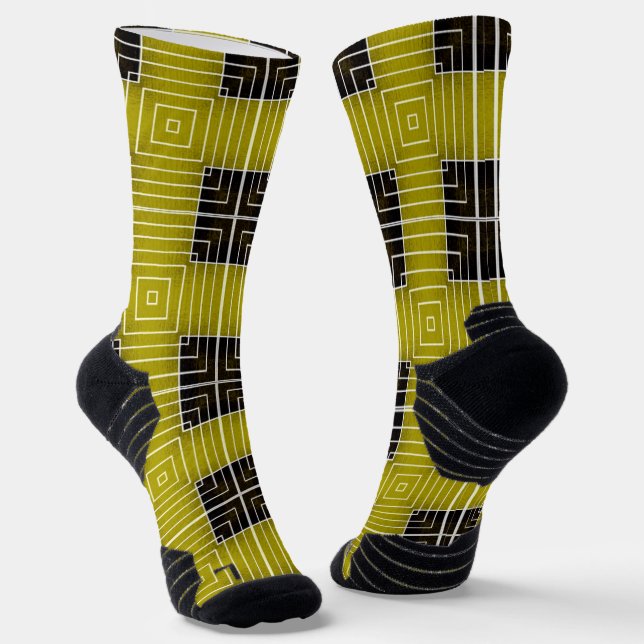 Geometric Light Gold Design Socks (Angled)