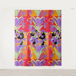 Geometric Lilies Red Tapestry