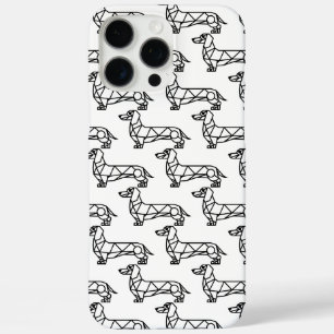 Geometric line art of a dachshund iPhone 16 pro max case