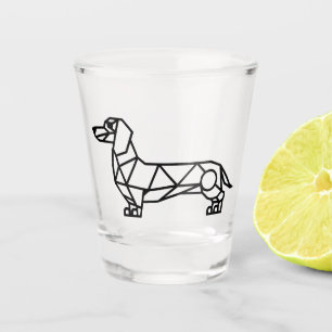 Geometric line art of a dachshund shot glass