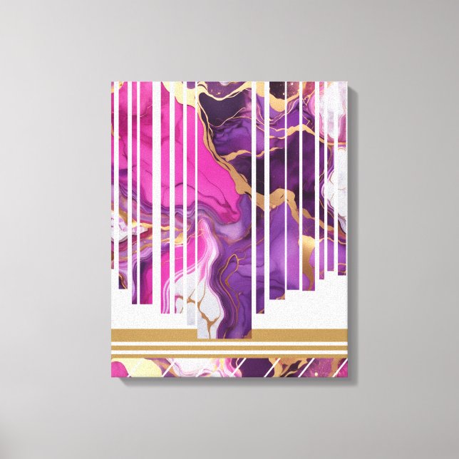 Geometric Line Minimalist Abstract Marble Canvas Print (Front)