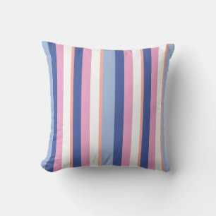 Geometric Line Pattern Pink and Blue Cushion