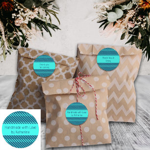 Geometric Lines Blue Custom Text Packaging Labels
