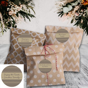 Geometric Lines Brown Custom Text Packaging Labels