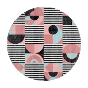 Geometric Lines, Colourful Shapes Mosaic. Cutting Board