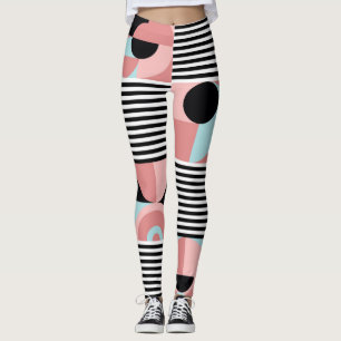 Geometric Lines, Colourful Shapes Mosaic. Leggings