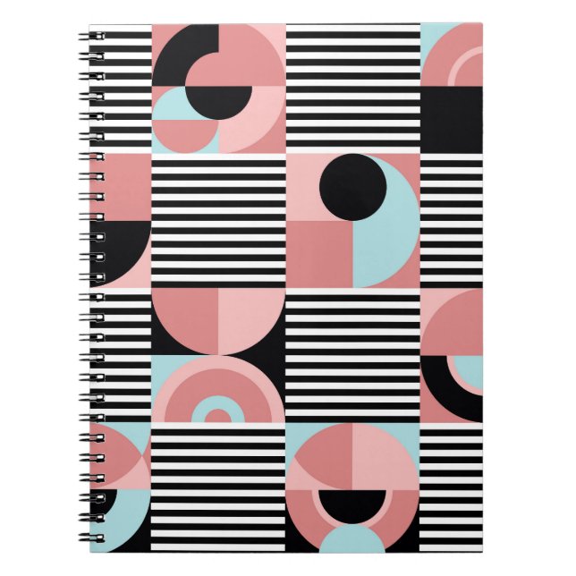 Geometric Lines, Colourful Shapes Mosaic. Notebook (Front)