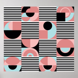Geometric Lines, Colourful Shapes Mosaic. Poster