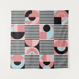 Geometric Lines, Colourful Shapes Mosaic. Tapestry