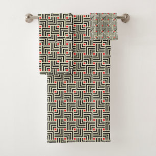 Geometric Lines Pattern Bath Towel Set