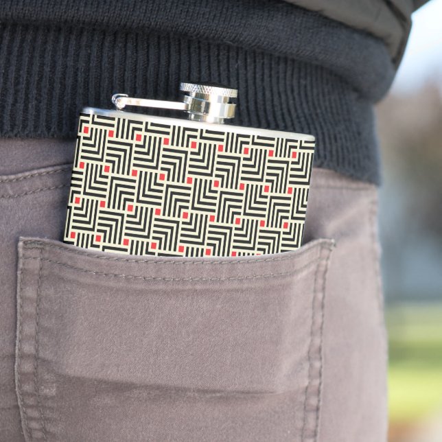Geometric Lines Pattern Hip Flask (In Situ)