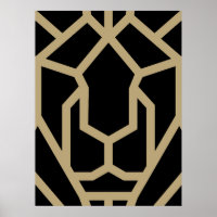 geometric lion abstract animal modern art black