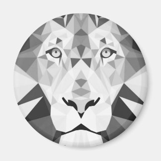 Geometric Lion Black and White Magnet