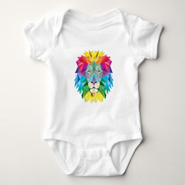 Geometric Lion Head Baby Bodysuit (Front)