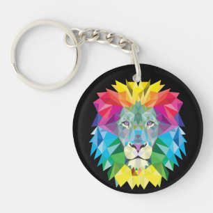 Geometric Lion Head Key Ring