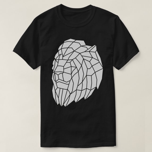 Geometric Lion Head Outline  T-Shirt (Design Front)