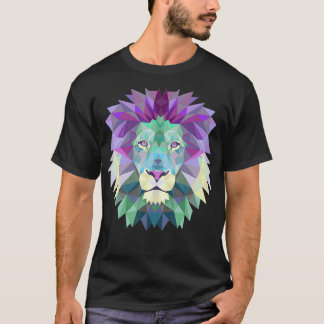 Geometric Lion Head Pastel Colours Purple Turquois T-Shirt