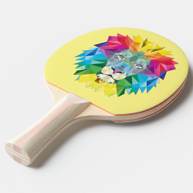 Geometric Lion Head Ping Pong Paddle (Back Angle)