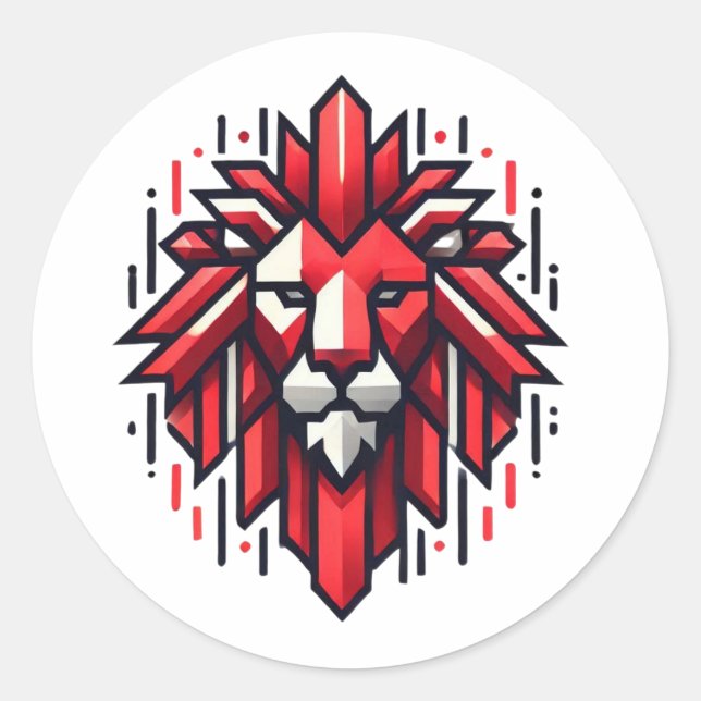 Geometric Lion Head Sticker – Bold Art for Every S (Front)