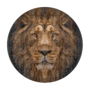 Geometric Lion Portrait Cutting Board