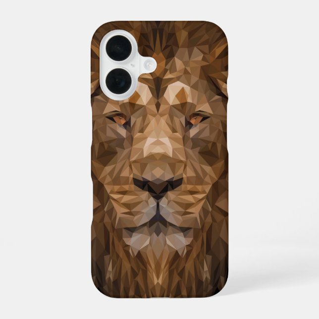 Geometric Lion Portrait iPhone 16 Case (Back)