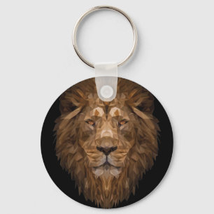 Geometric Lion Portrait Key Ring