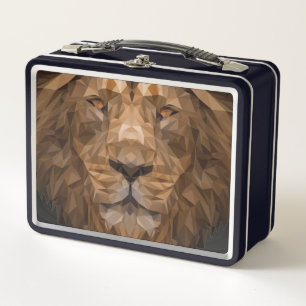 Geometric Lion Portrait Metal Lunch Box