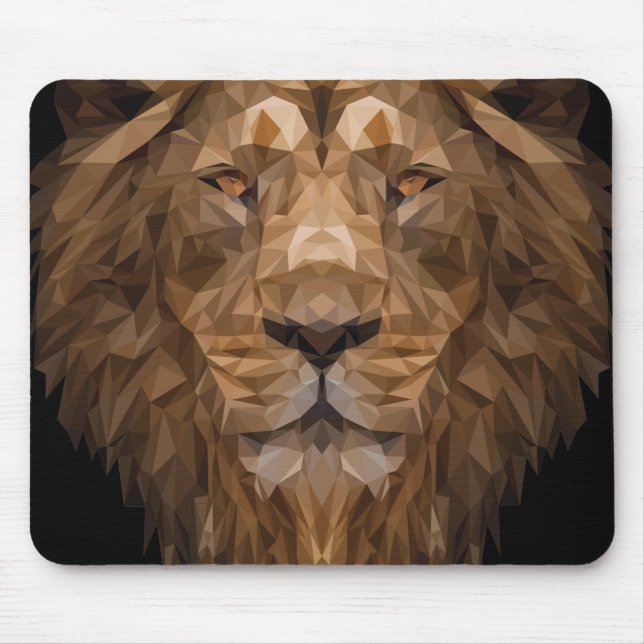 Geometric Lion Portrait Mouse Mat (Front)