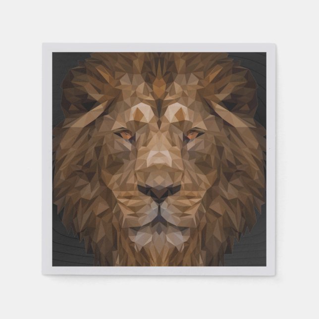 Geometric Lion Portrait Napkin (Front)