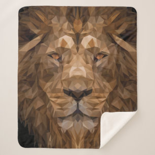 Geometric Lion Portrait Sherpa Blanket