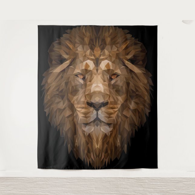 Geometric Lion Portrait Tapestry (Front)