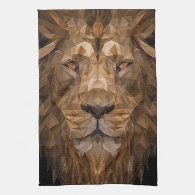 Geometric Lion Portrait Tea Towel (Vertical)