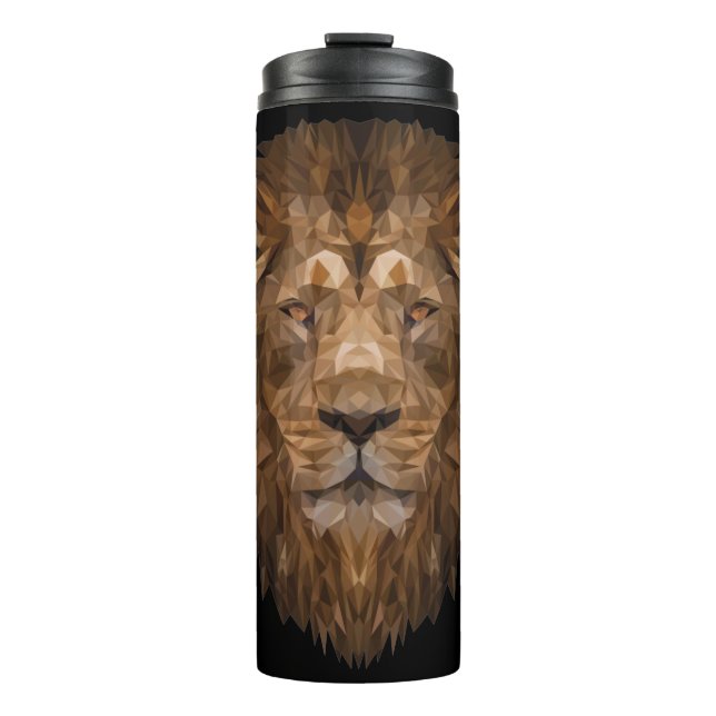 Geometric Lion Portrait Thermal Tumbler (Front)