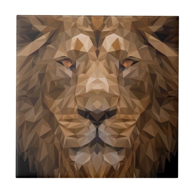 Geometric Lion Portrait Tile (Front)