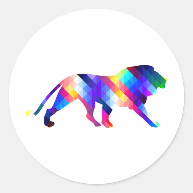 Geometric lion silhouette classic round sticker (Front)