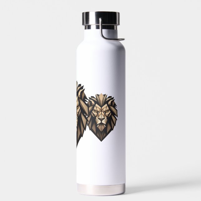 Geometric Lion Sports Team Water Bottle (Left)