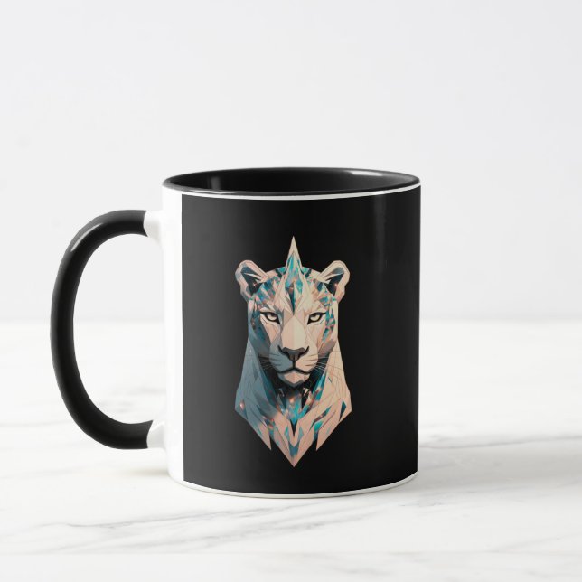 Geometric Lioness Crystal Abstract Art Coffee Mug (Left)