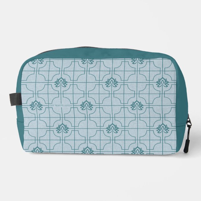 Geometric Lotus Grid Pattern - The White Lotus Dopp Kit (Front)