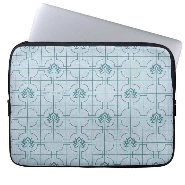 Geometric Lotus Grid Pattern - The White Lotus Laptop Sleeve (Front)