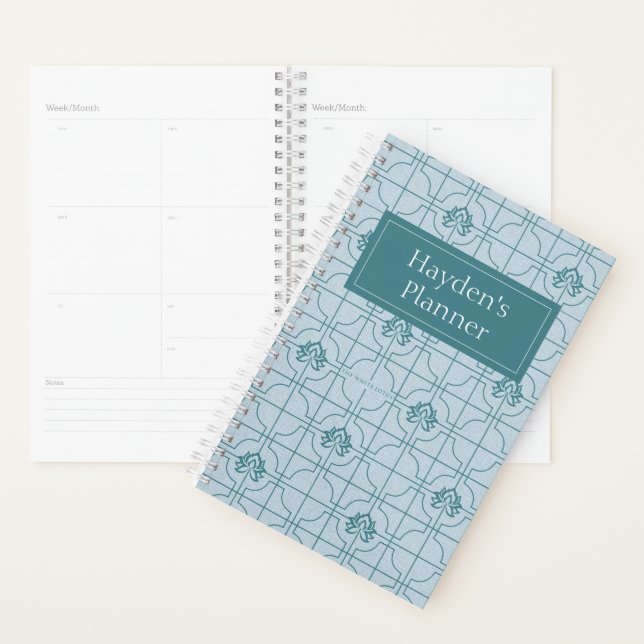 Geometric Lotus Grid Pattern - The White Lotus Planner (Display)