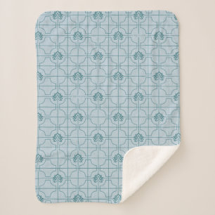 Geometric Lotus Grid Pattern - The White Lotus Sherpa Blanket