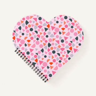 Geometric Love Design in Cream, Rose, and Midnight Notebook