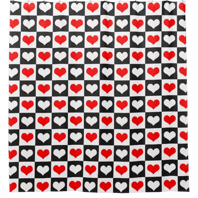 Geometric Love Heart Pattern Design  Shower Curtain (Front)