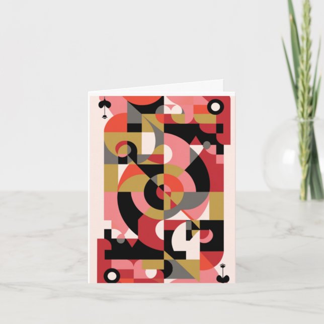 Geometric LOVE in pink, black, red, white, yellow  Card (Front)