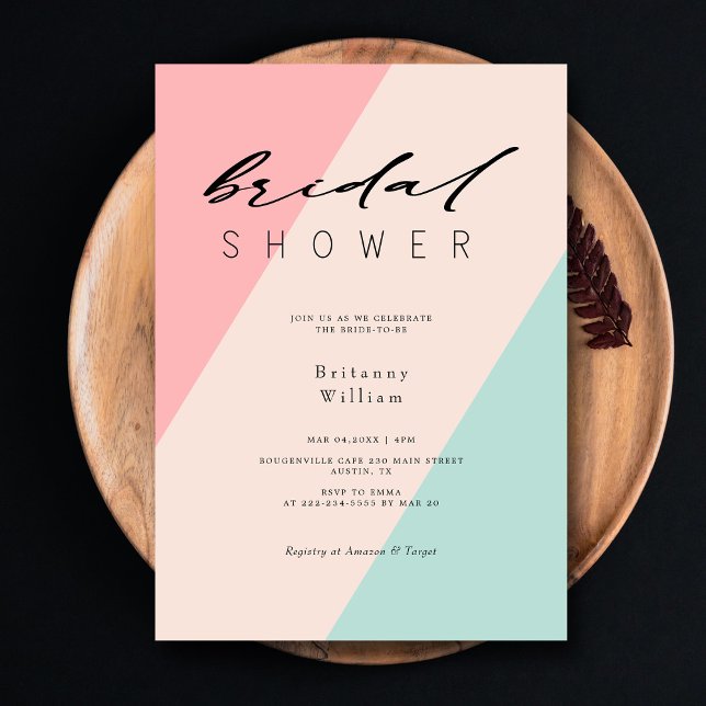 Geometric Love Story Bridal Shower - Customisable Invitation (Geometric Love Story Modern Script Bridal Shower Invitation)