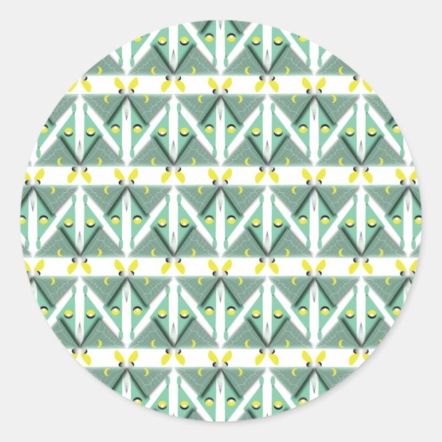 Geometric Luna Moth Classic Round Sticker (Front)