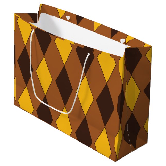 Geometric Luxury Diamond Pattern Large Gift Bag (Front Angled)